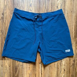 Bather Board Shorts Mens 36 Teal Blue Lace Up Swim Trunks Quick Dry Surfwear